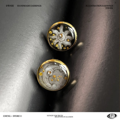 Handmade  Ink Painting Elements Earrings