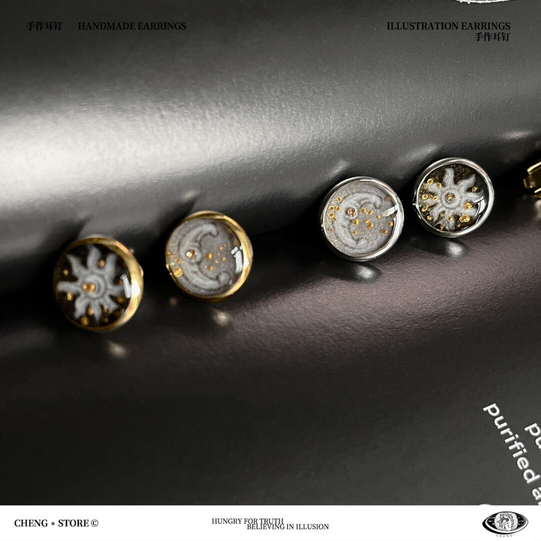 Handmade  Ink Painting Elements Earrings