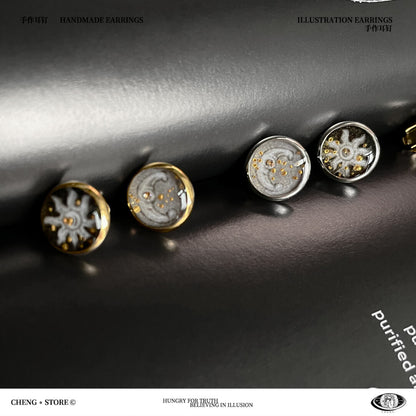 Handmade  Ink Painting Elements Earrings