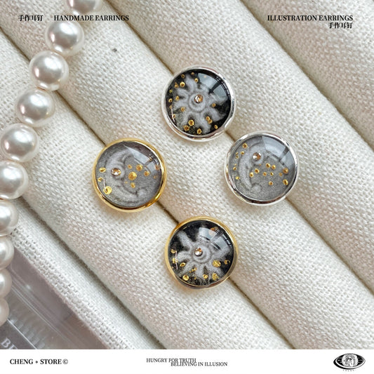 Handmade  Ink Painting Elements Earrings