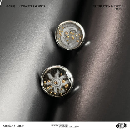 Handmade  Ink Painting Elements Earrings