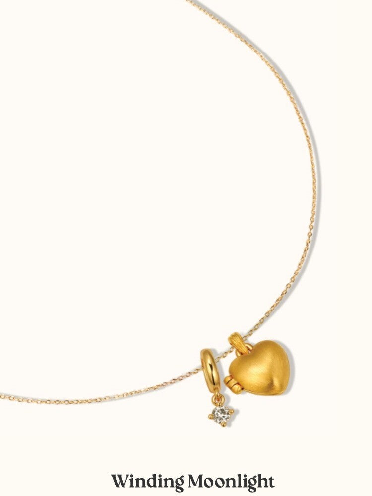 Love Zircon Necklace,Gold,Lumivault.
