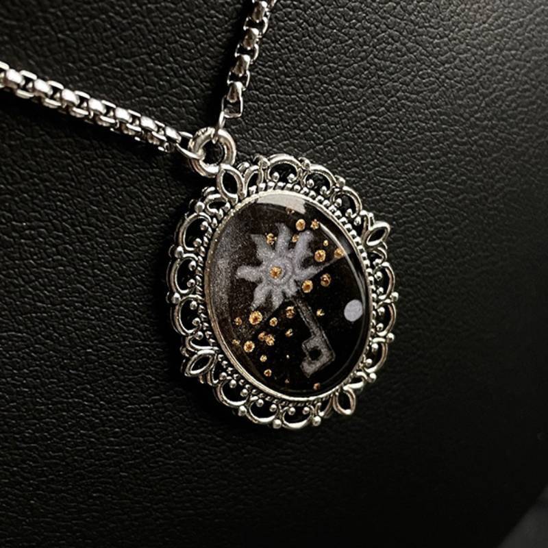 Vintage Handmade Painting Elements Necklace,Sun Key,Lumivault.