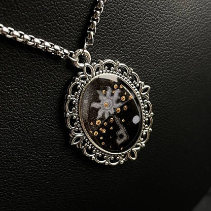 Vintage Handmade Painting Elements Necklace