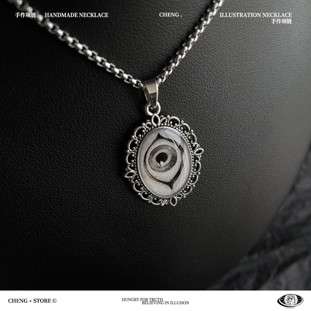 Vintage Handmade Painting Elements Necklace