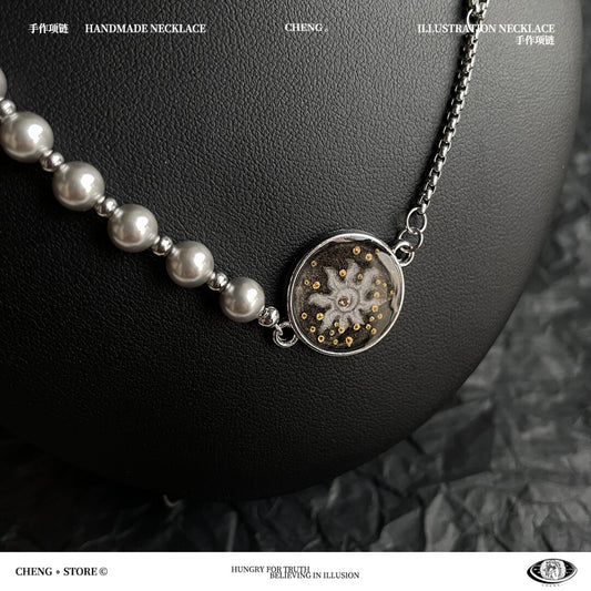 Handmade Ink Painting Elements Choker