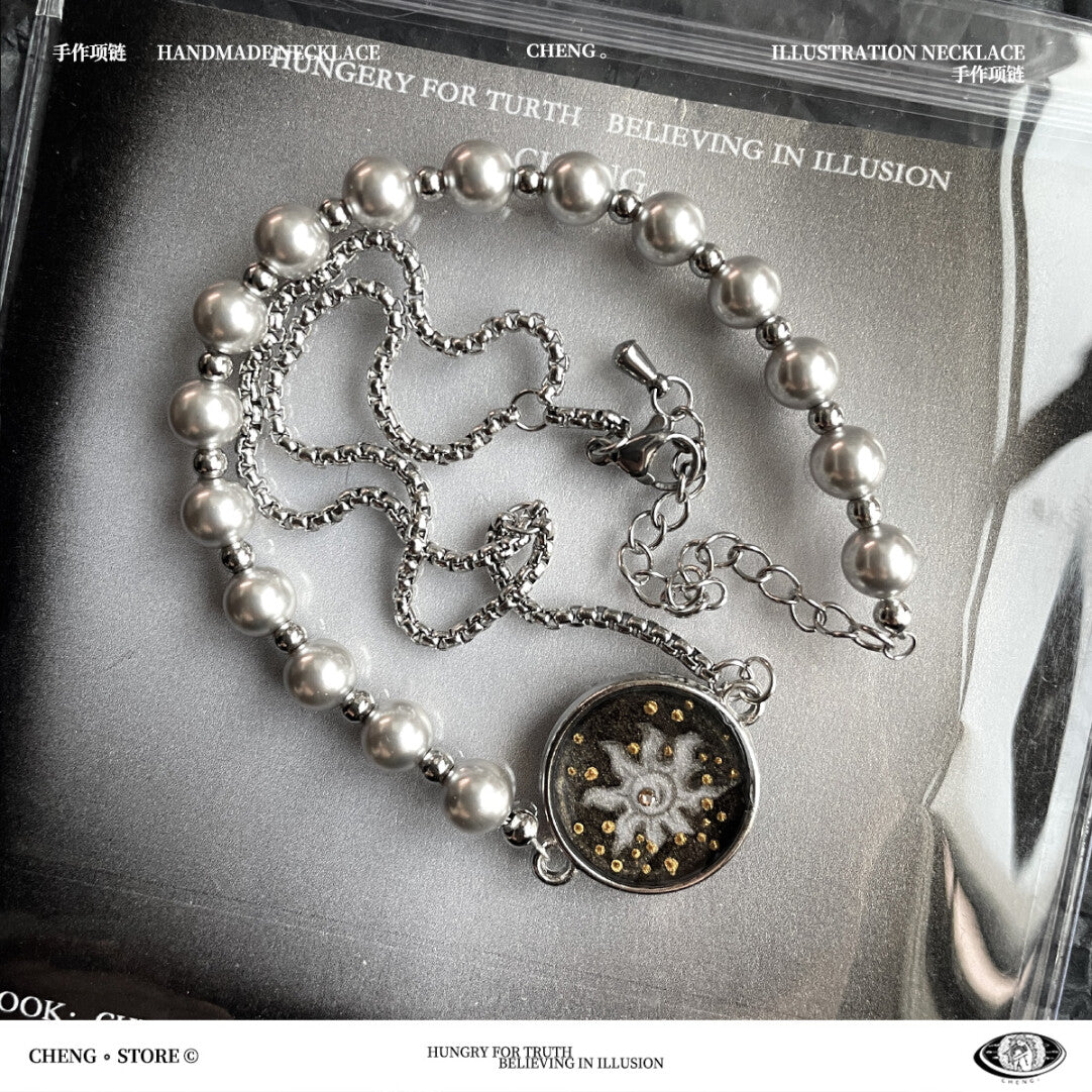 Handmade Ink Painting Elements Choker