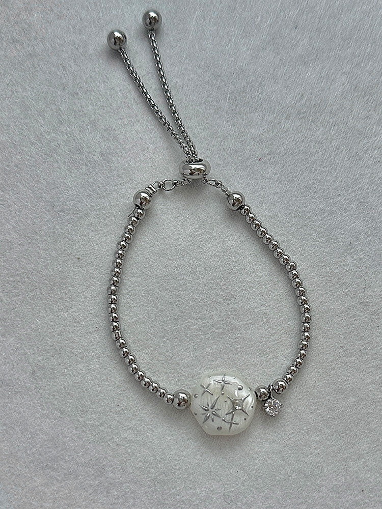 Handmade Pearl Star Bracelet,Steel Ball - Broken Crown,Lumivault.