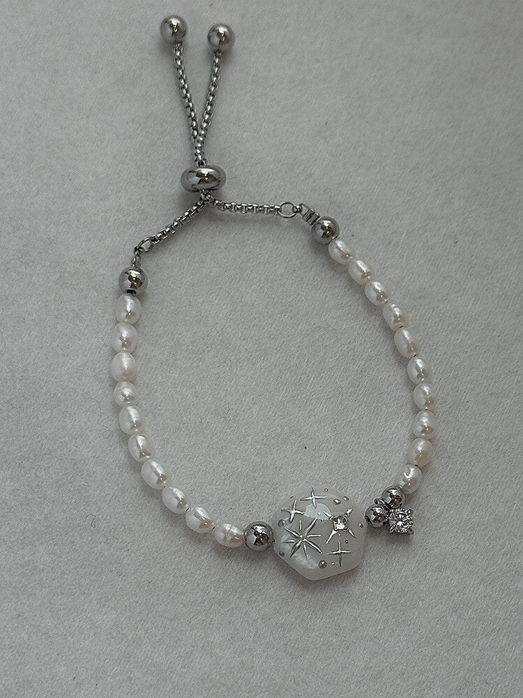 Handmade Pearl Star Bracelet,Pearl - Broken Crown,Lumivault.