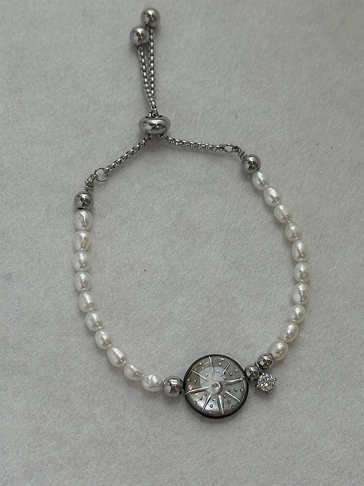 Handmade Pearl Star Bracelet,Pearl - Star Track Black,Lumivault.