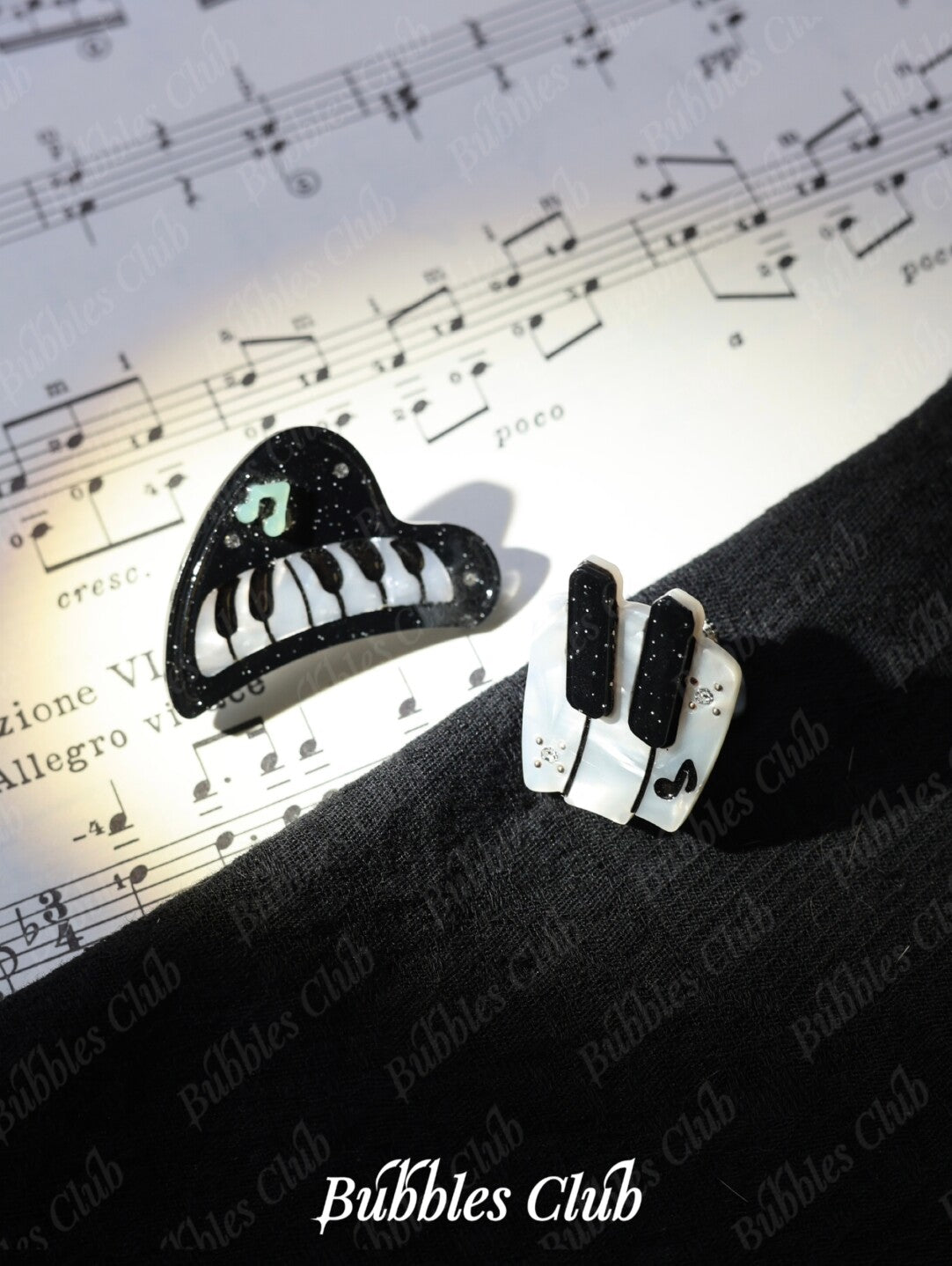 Serenade Piano Hair Clip,Piano x Key Earrings (note studs/clips),Lumivault.