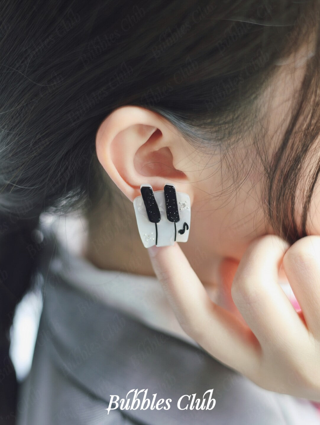 Serenade Piano Hair Clip,A Pair of Key Earrings (note studs/clips),Lumivault.