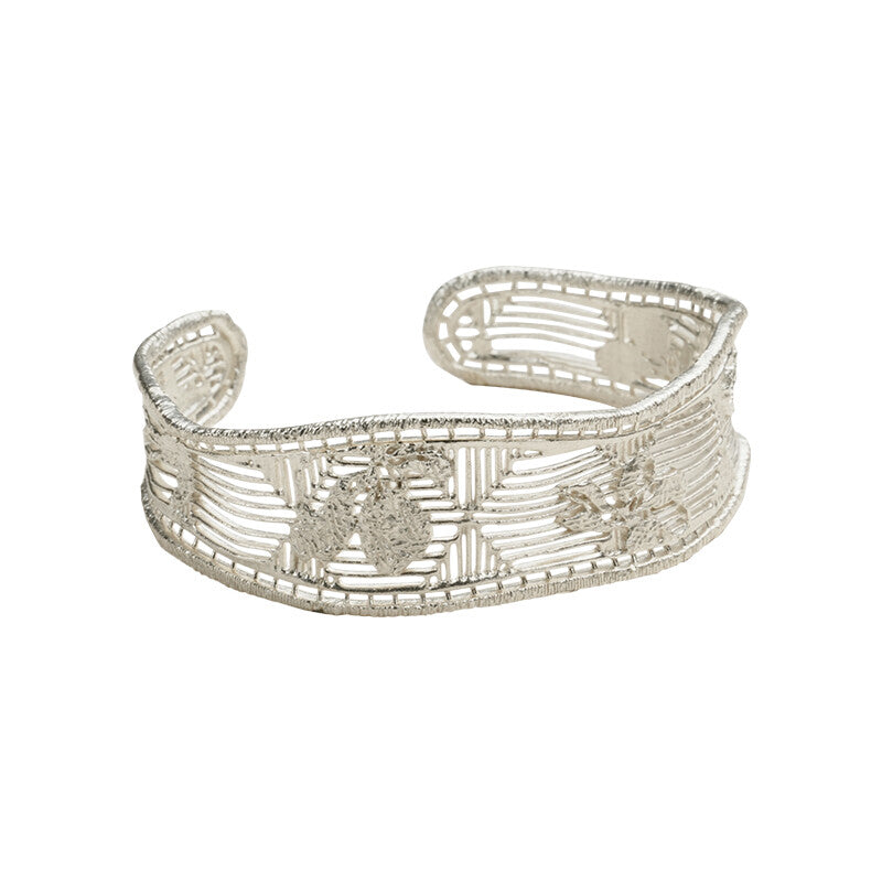 Gardenia Fiber Hollow Bracelet,Original Silver,Lumivault.