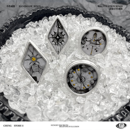 Handmade Ink Painting Elements  Ring