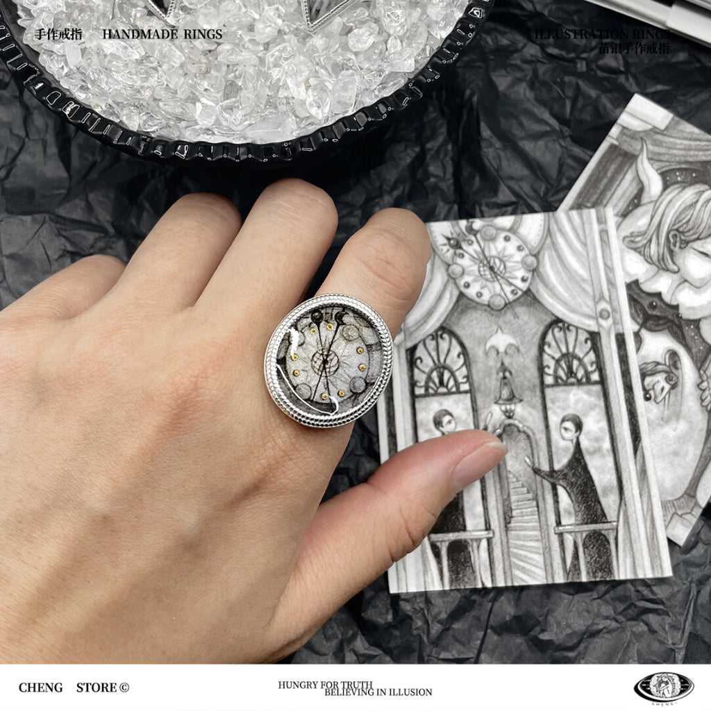 Handmade Ink Painting Elements  Ring,Lumivault.