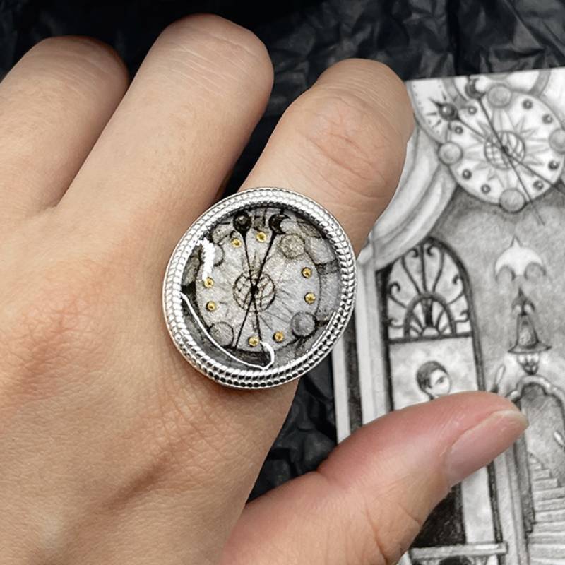 Handmade Ink Painting Elements  Ring,Clock,Lumivault.