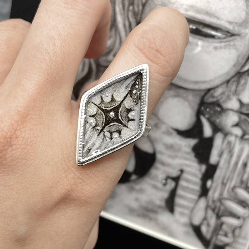 Handmade Ink Painting Elements  Ring,Stellar Candle,Lumivault.