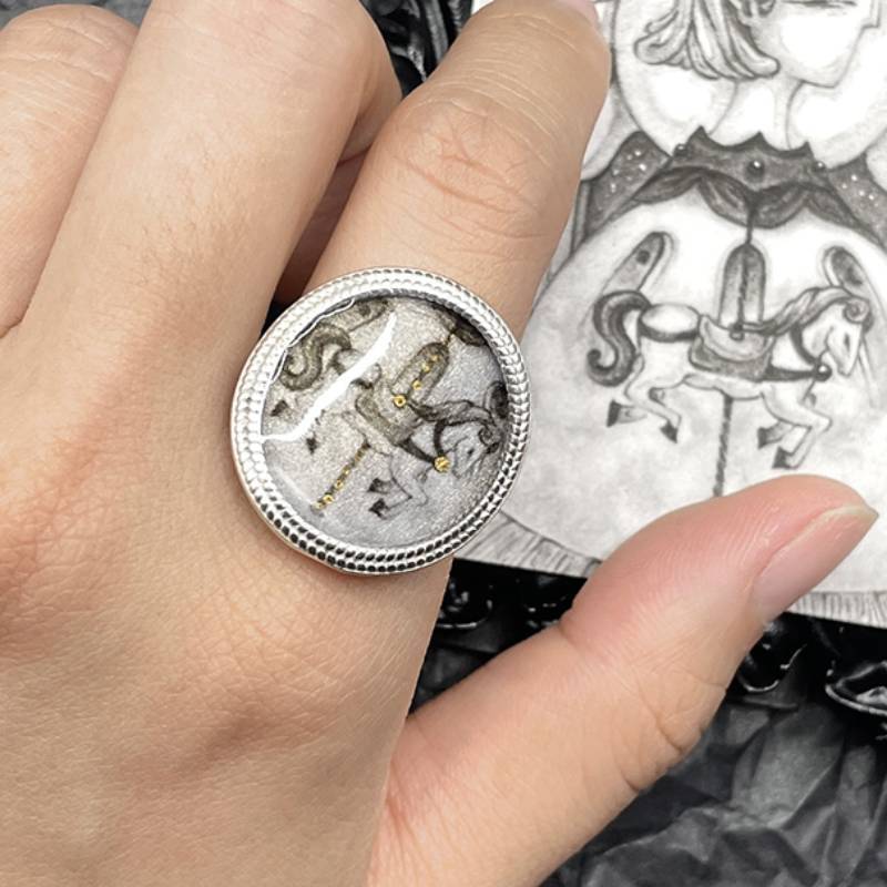 Handmade Ink Painting Elements  Ring,Carousel,Lumivault.