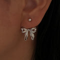 Bow Pearl Silver Stud Earrings,Lumivault.