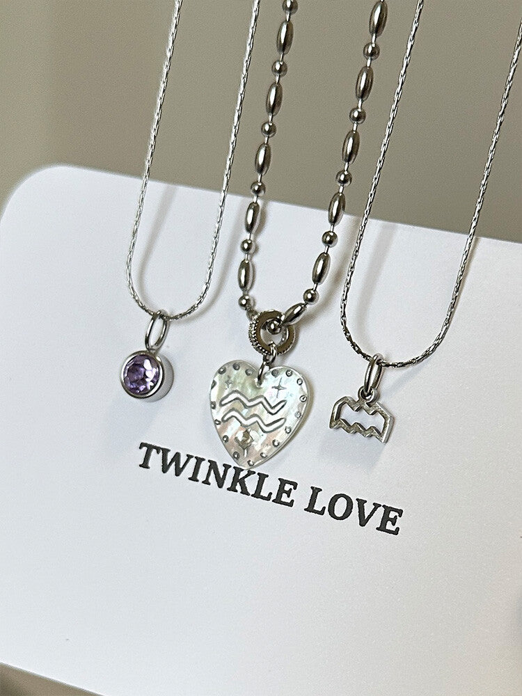 Twelve Constellation Secret Words Necklace,NE02 Aquarius - Violet,Lumivault.