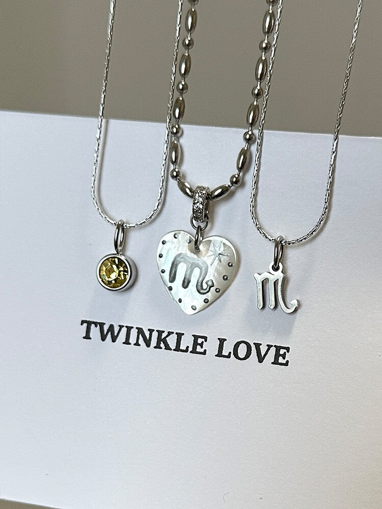 Twelve Constellation Secret Words Necklace,NE02 Scorpio - Lemon Yellow,Lumivault.