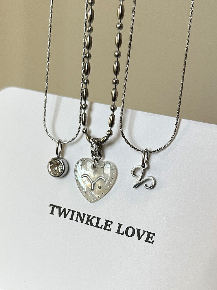 Twelve Constellation Secret Words Necklace,NE02 Aries - Silver White,Lumivault.