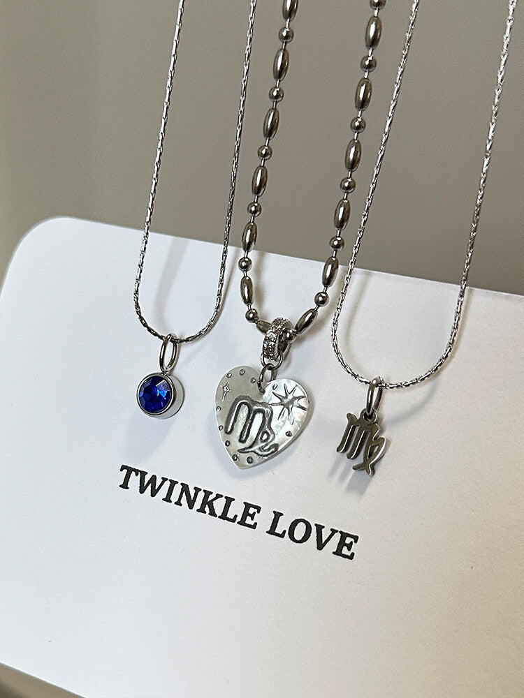 Twelve Constellation Secret Words Necklace,NE02 Virgo - Cornflower Blue,Lumivault.