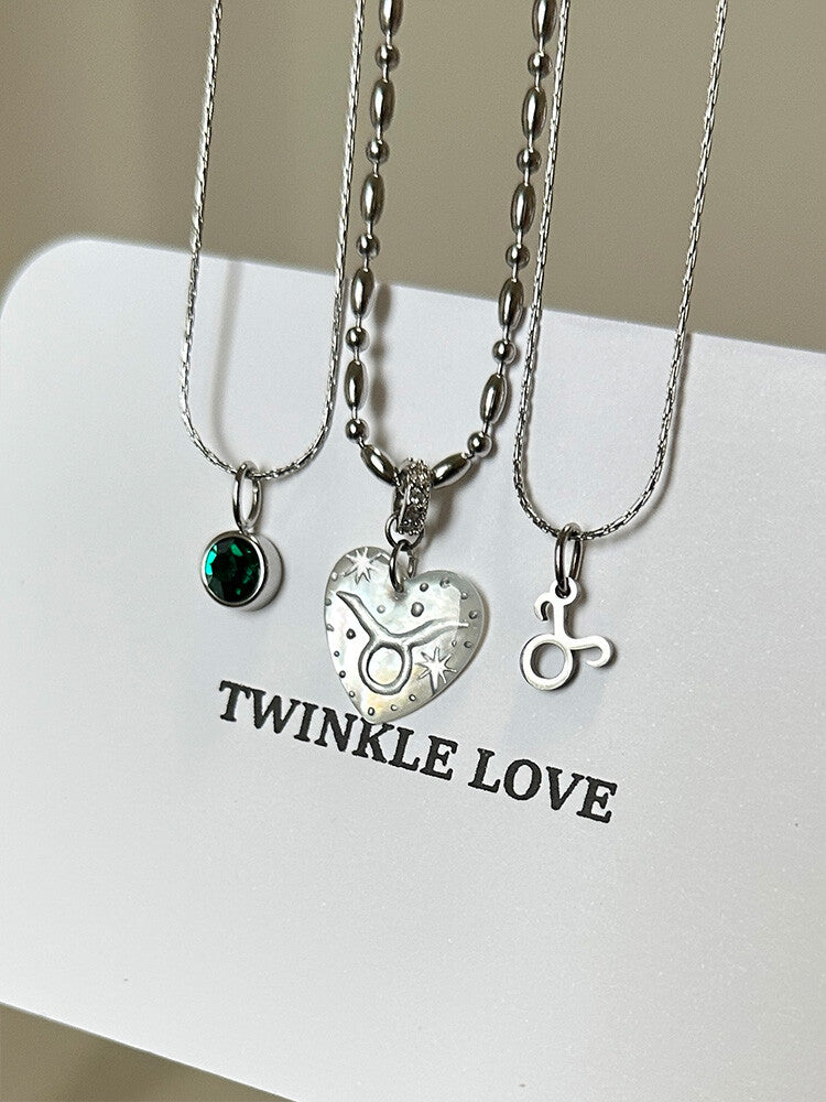 Twelve Constellation Secret Words Necklace,NE02 Taurus - Emerald Green,Lumivault.