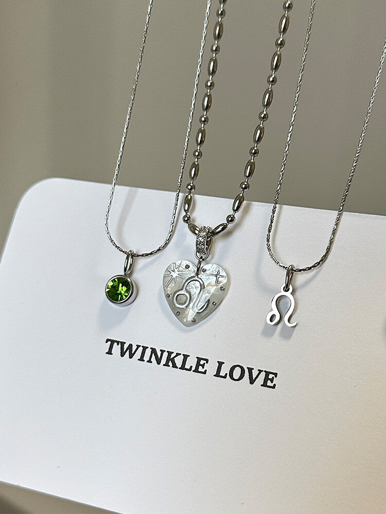 Twelve Constellation Secret Words Necklace,NE02 Leo - Dark Green Forest,Lumivault.