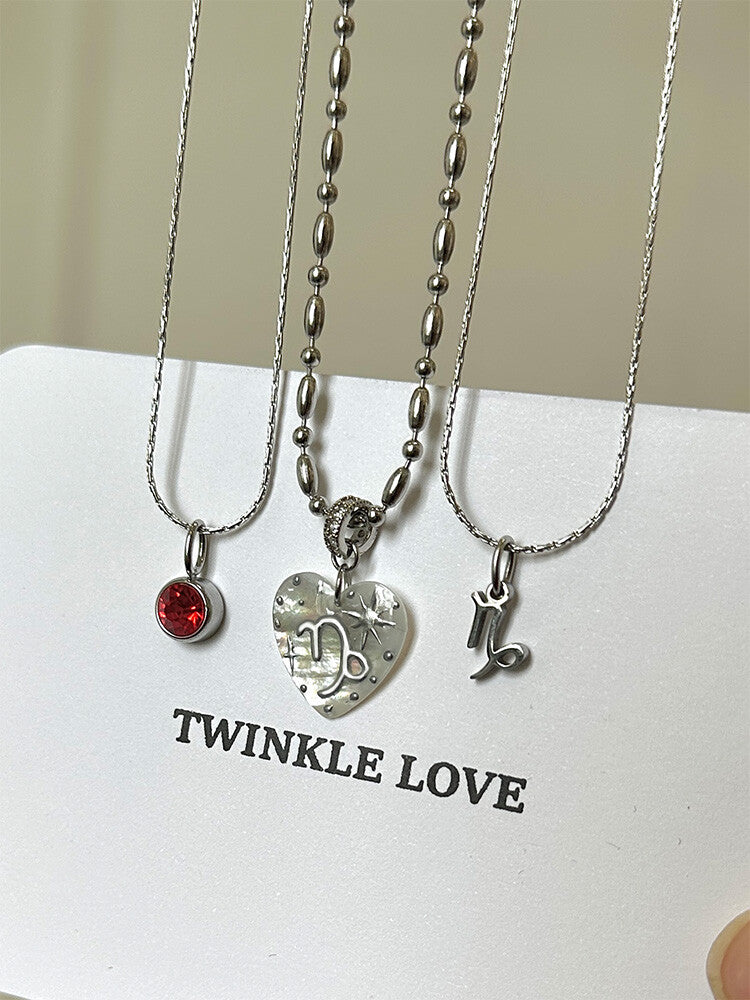 Twelve Constellation Secret Words Necklace,NE02 Capricorn - Vitality Red,Lumivault.
