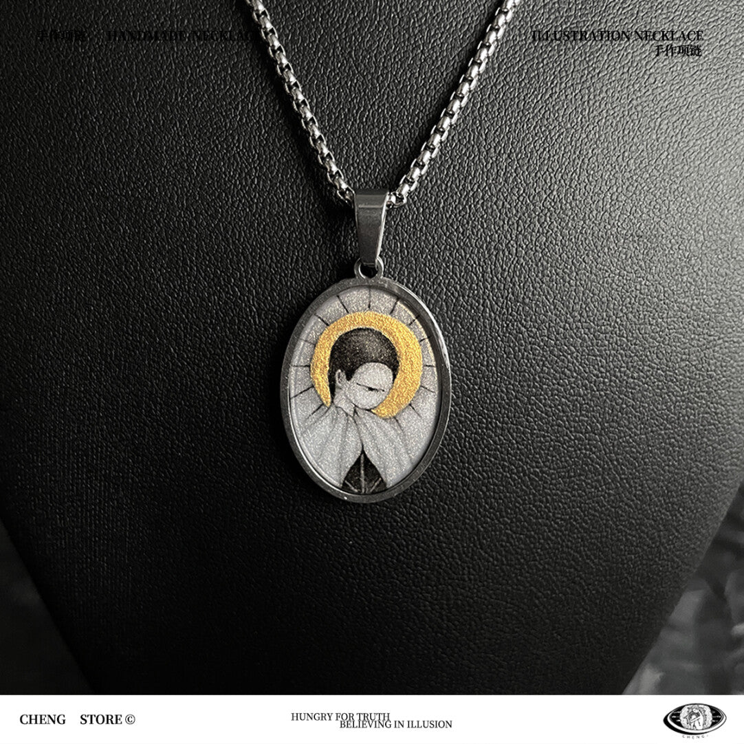 Handmade Painting Elements Necklace