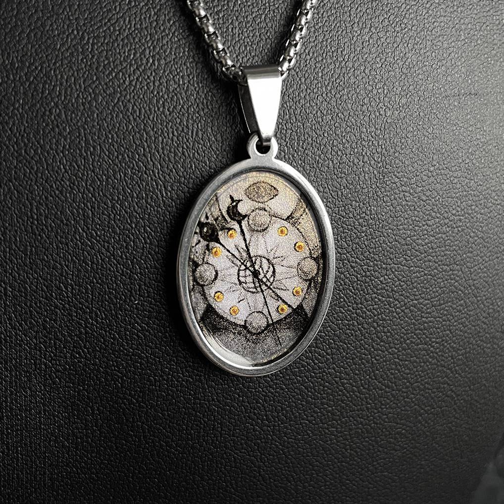 Handmade Painting Elements Necklace,Human Clock,Lumivault.