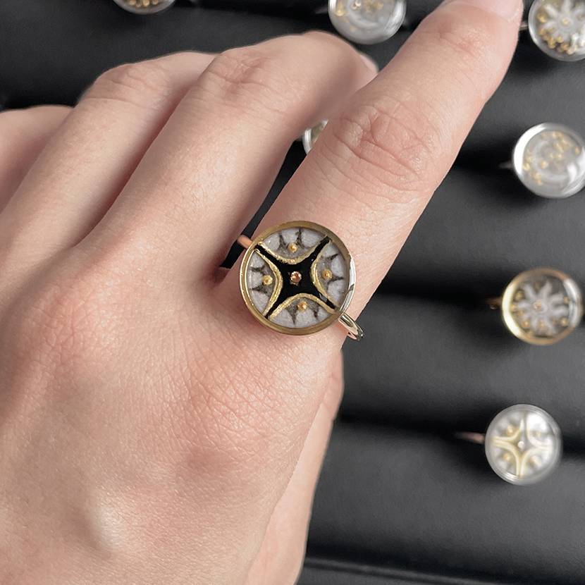 Handmade Ink Painting Elements  Ring,Golden Star (Titanium Steel),Lumivault.