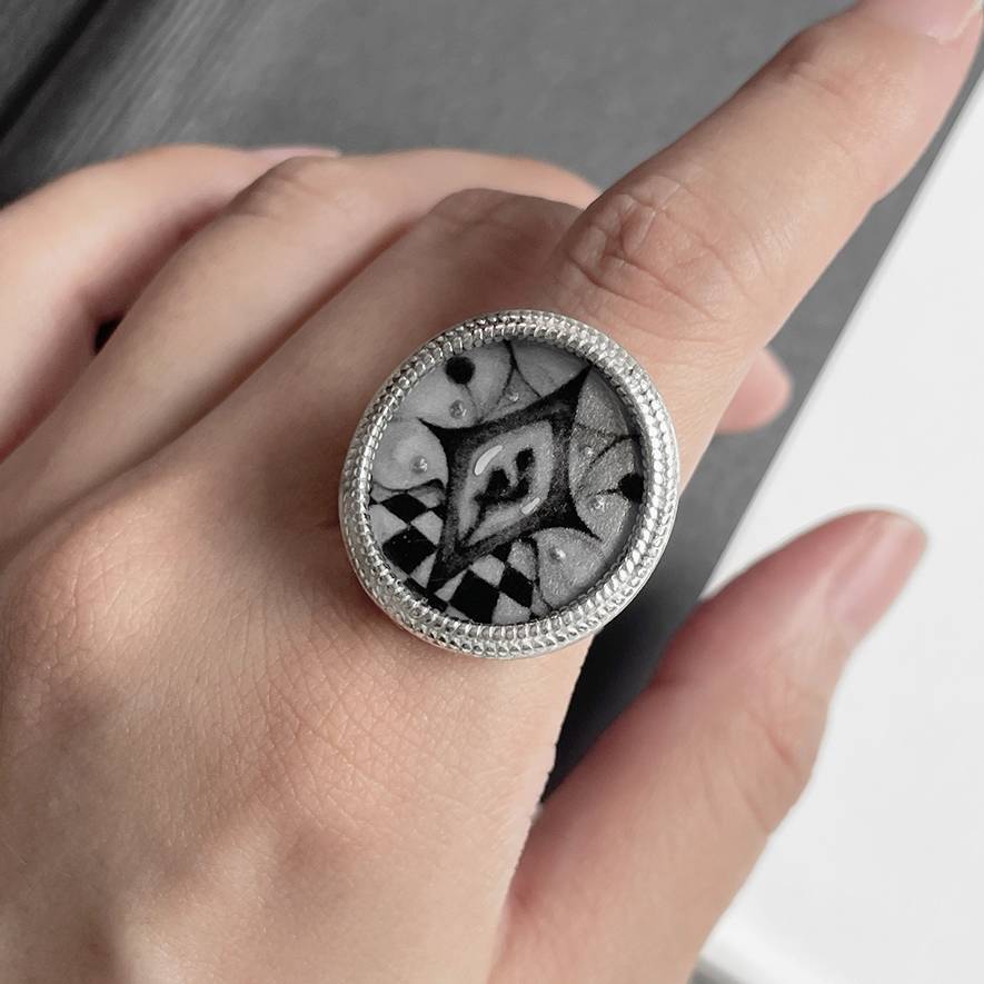 Handmade Ink Painting Elements  Ring,Genesis,Lumivault.