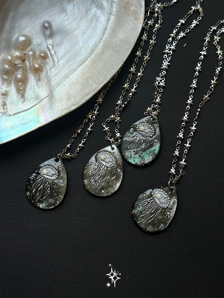 Water Drop Starry Jellyfish Necklace,Lumivault.