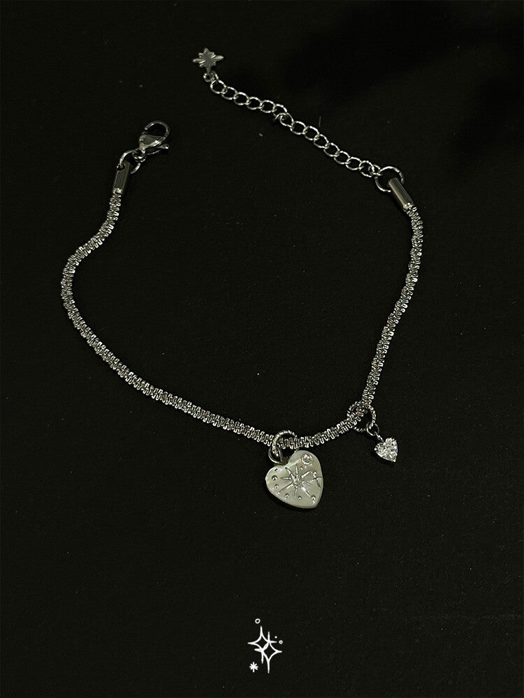 Star Love Earrings,SL02 Double Sided Love Zircon Bracelet (17 + 5cm),Lumivault.