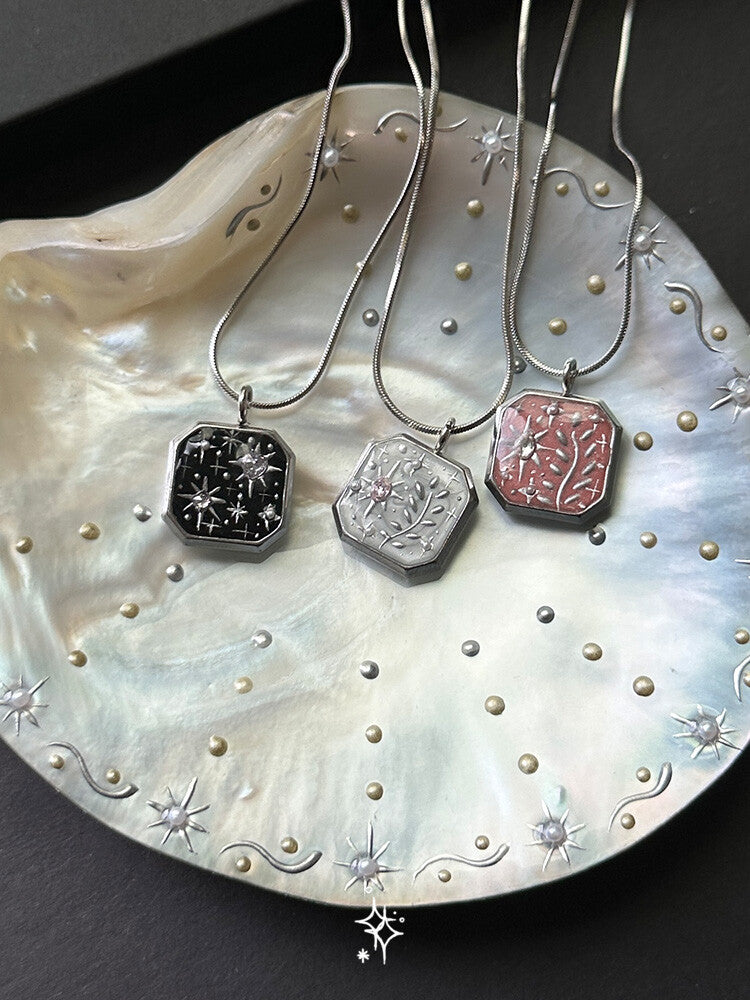 Starlight Geometry Necklace,White,Lumivault.