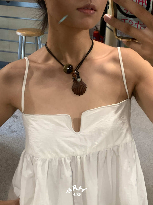 Saturn Shell Long Beaded Necklace