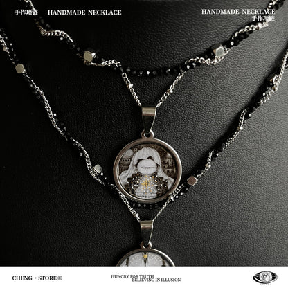 Handmade Painting Elements Double Layered Necklace