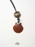 Saturn Shell Long Beaded Necklace,Blood sandalwood,Lumivault.