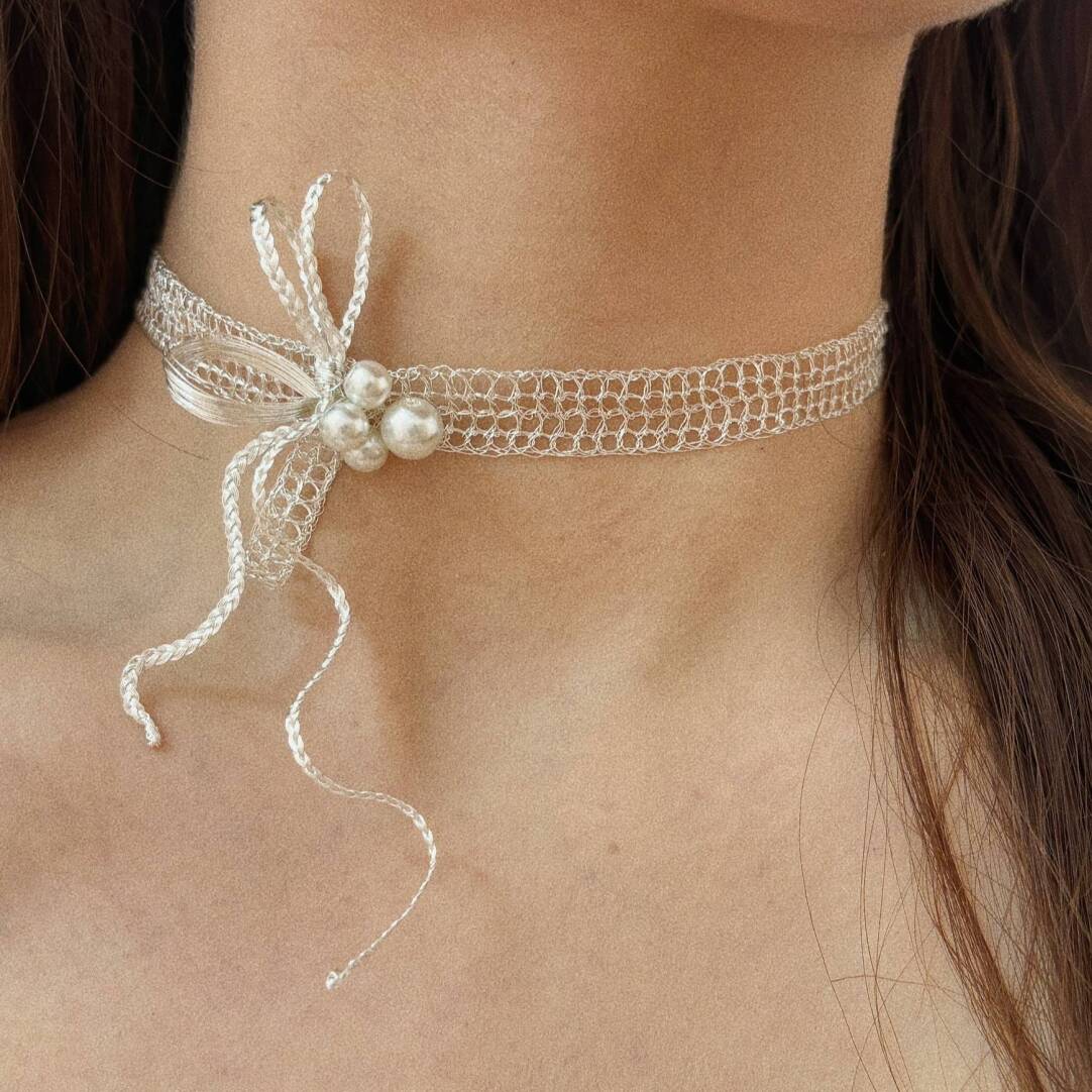 Lace Bow Choker,Lumivault.