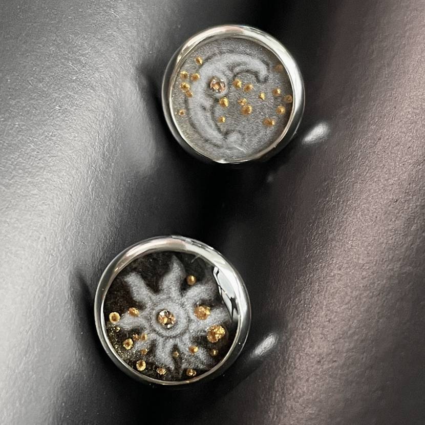 Handmade  Ink Painting Elements Earrings,Silver Stud Earrings (Titanium Steel),Lumivault.
