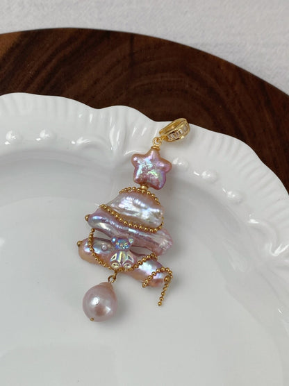 Christmas Tree Baroque Pearl Earrings