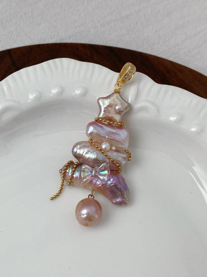 Christmas Tree Baroque Pearl Earrings