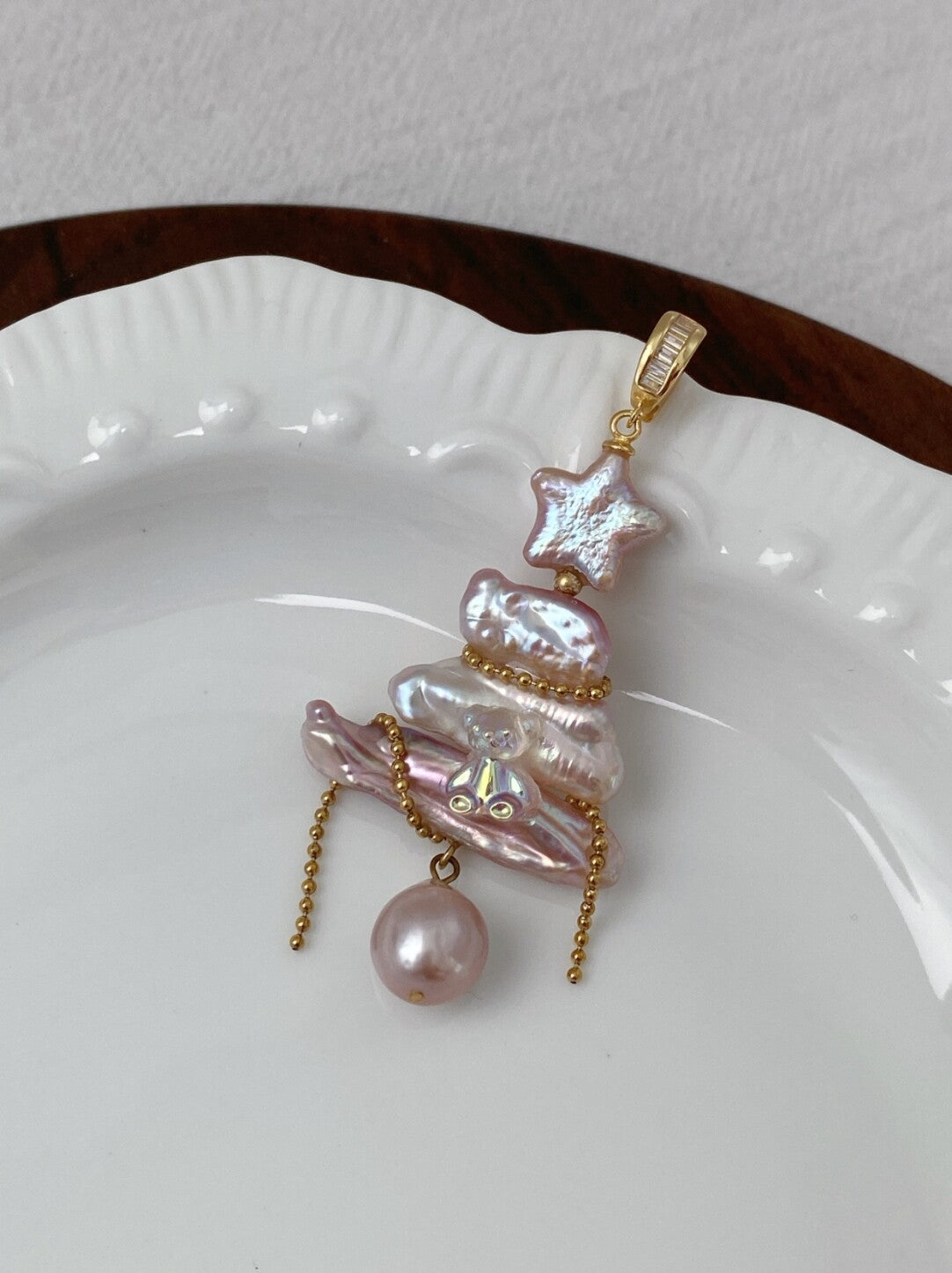 Christmas Tree Baroque Pearl Earrings,No. 18,Lumivault.