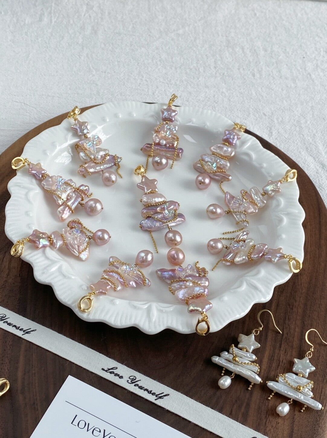 Christmas Tree Baroque Pearl Earrings,Lumivault.