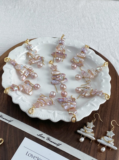 Christmas Tree Baroque Pearl Earrings