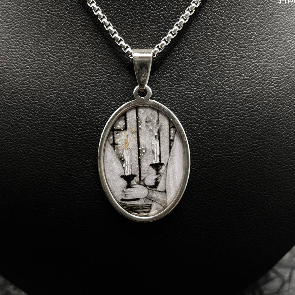 Handmade Painting Elements Necklace,candle,Lumivault.