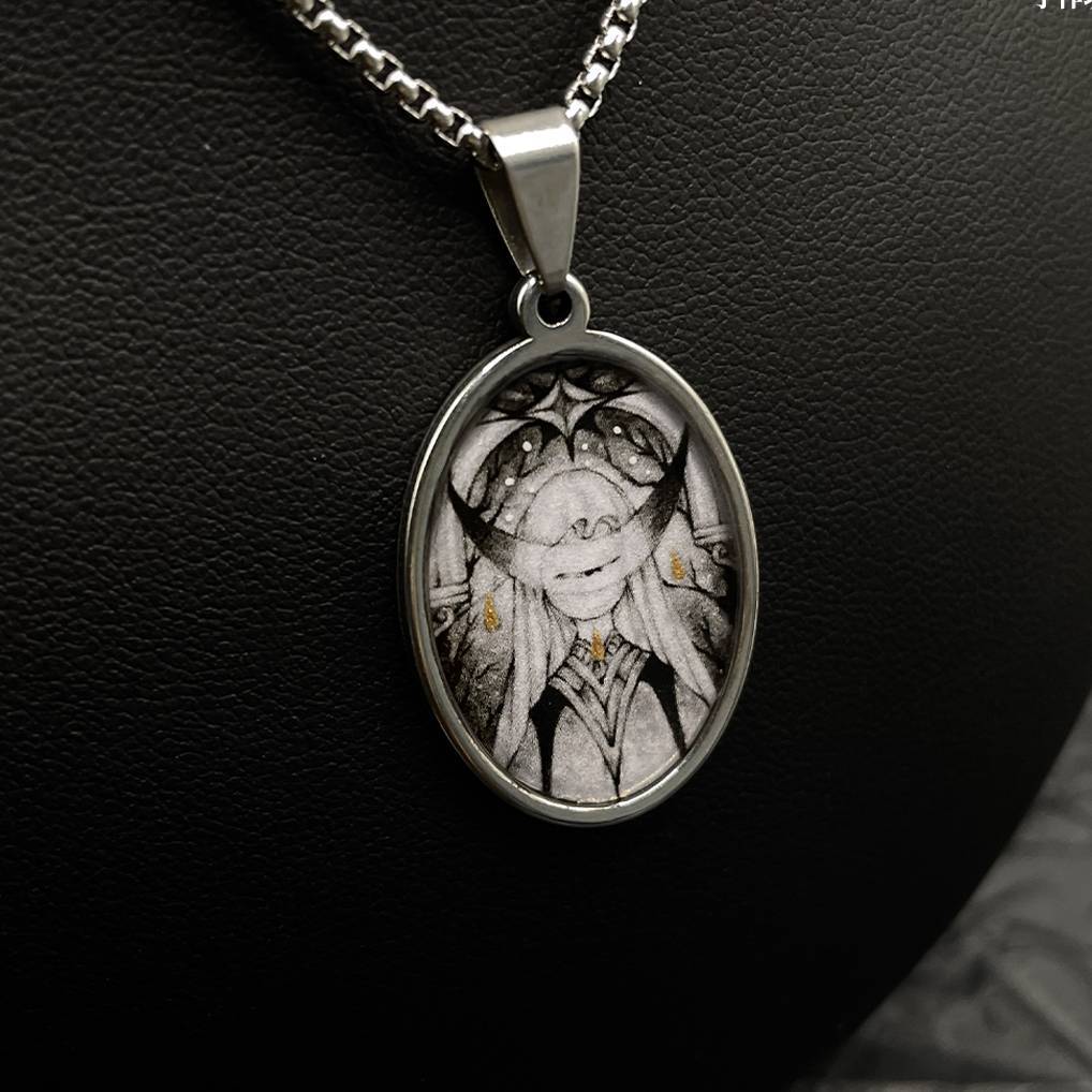 Handmade Painting Elements Necklace,Moon Shadow,Lumivault.