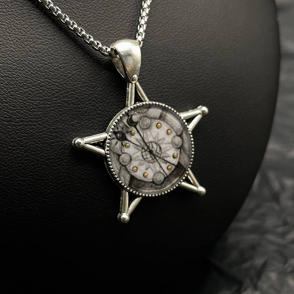 Handmade Golden Age Necklace,Clock,Lumivault.